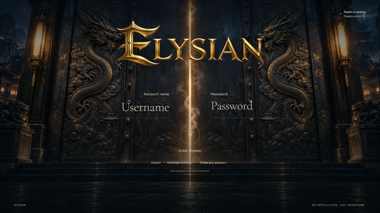 The ElysianCO web client login screen